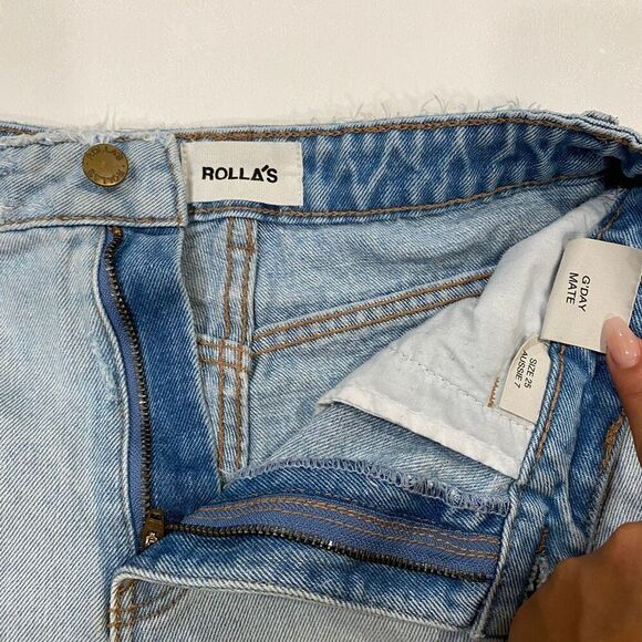 Rolla’s Dusters High Rise Relaxed Denim Shorts Women’s Size 25 Distressed Cutoff - Picture 8 of 8